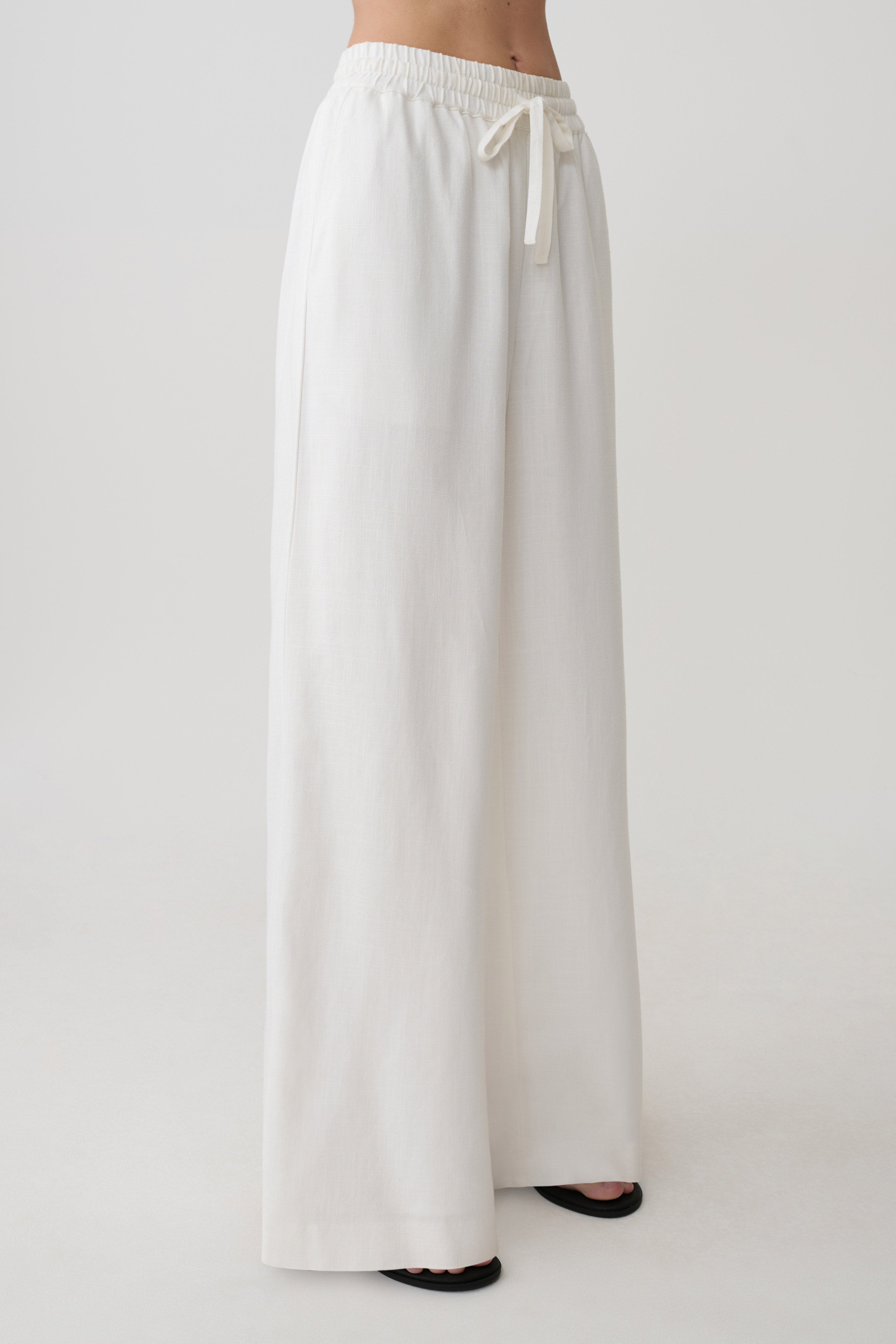 Selena Linen Straight Leg Trouser - White