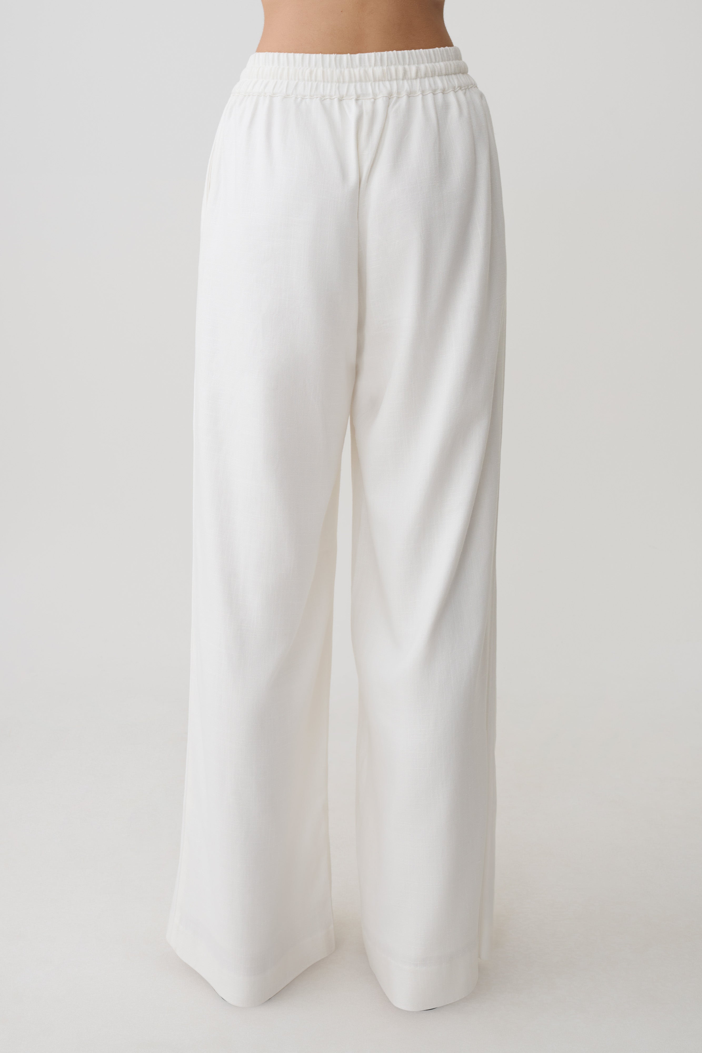 Selena Linen Straight Leg Trouser - White