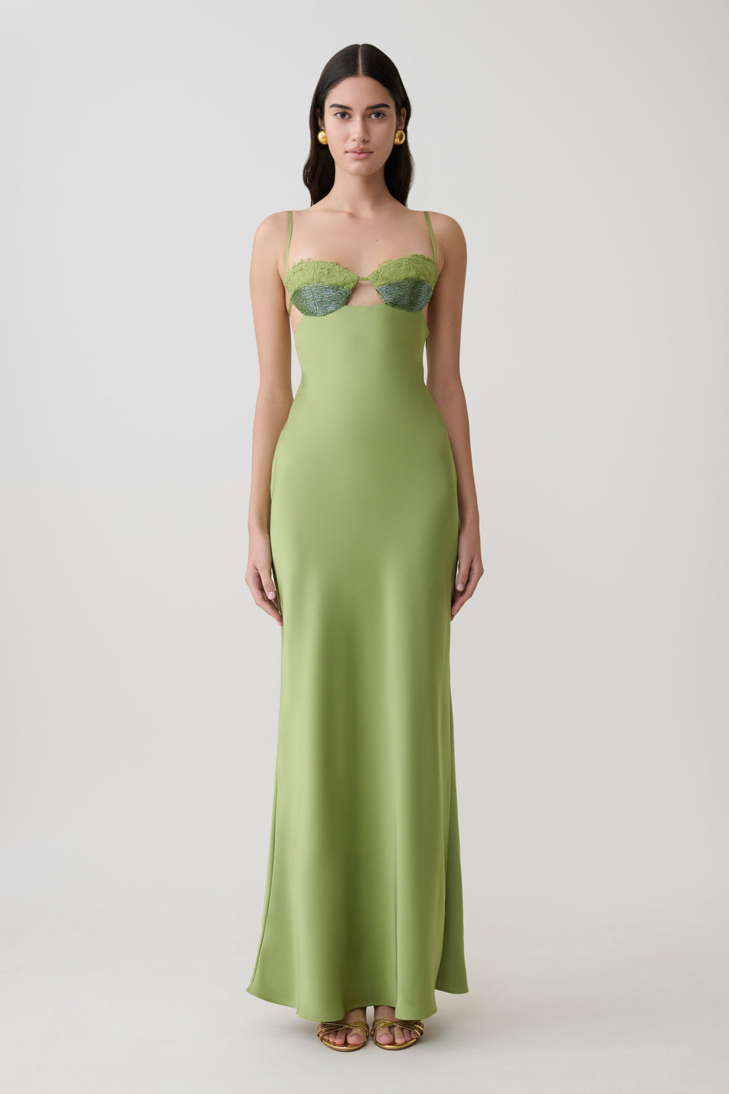 Fiorella Embellished Satin Maxi Dress
