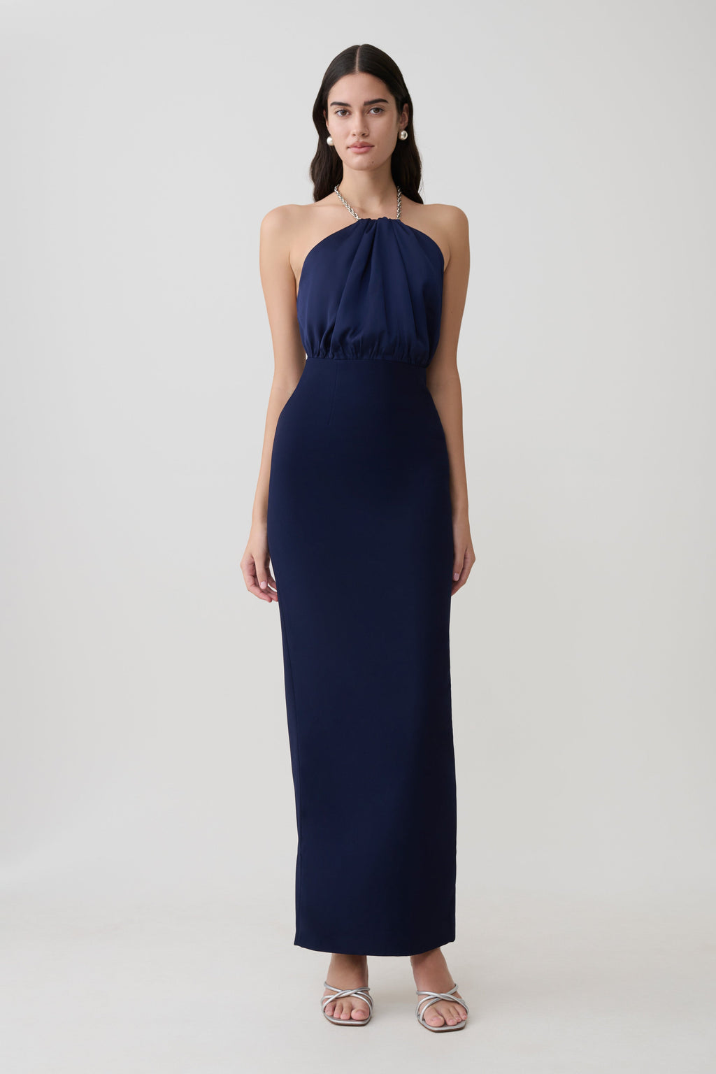 Elina Satin Necklace Maxi Dress