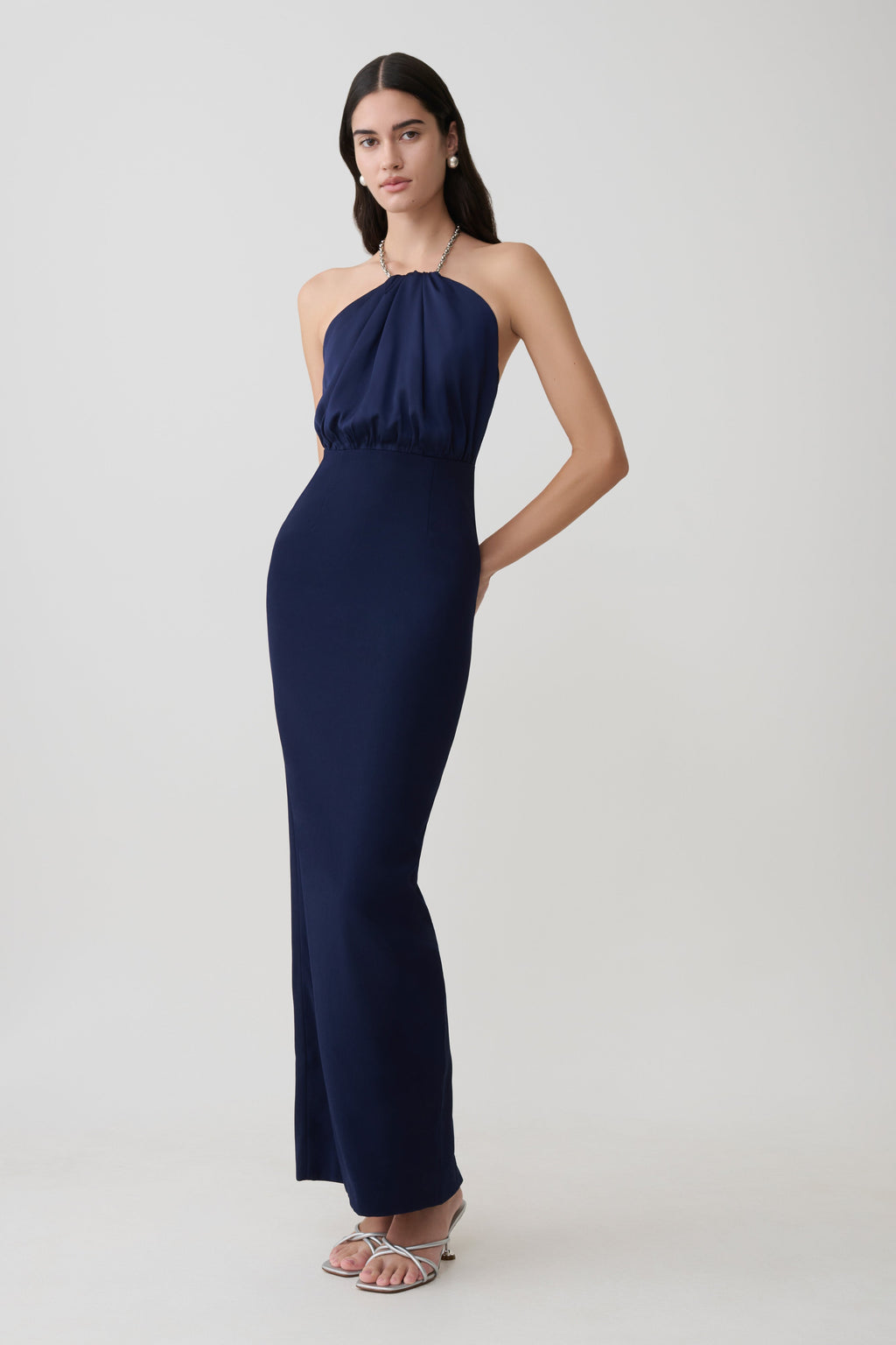 Elina Satin Necklace Maxi Dress