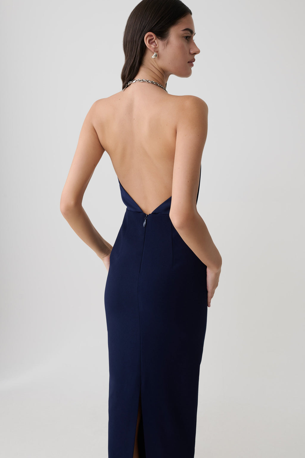 Elina Satin Necklace Maxi Dress
