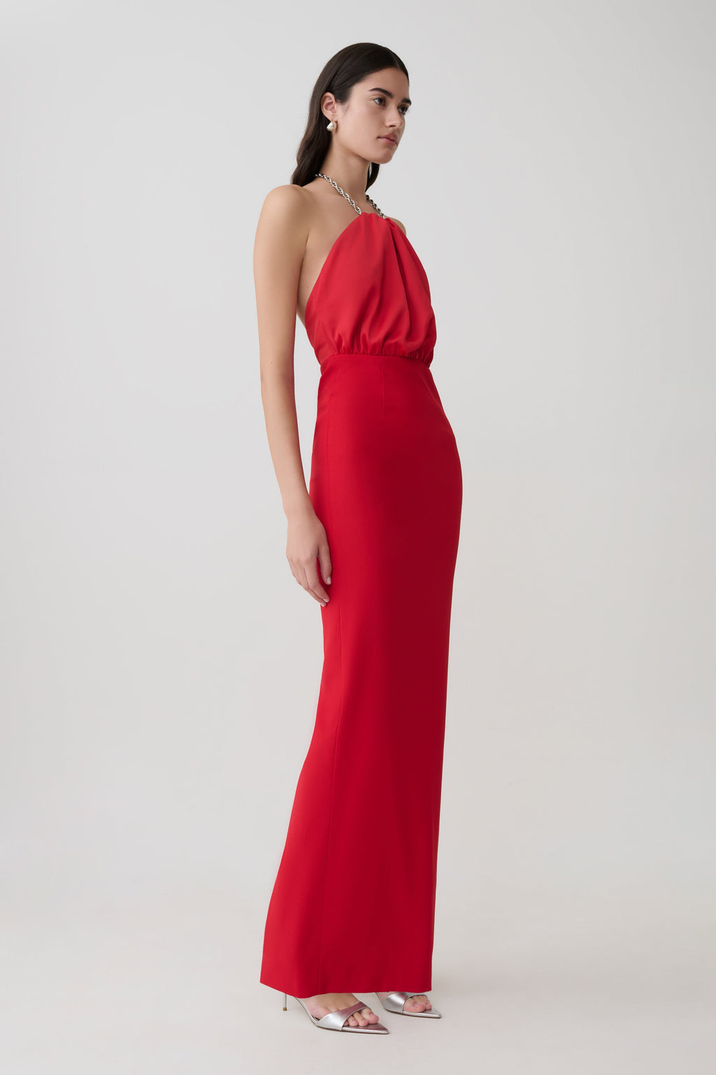 Elina Satin Necklace Maxi Dress