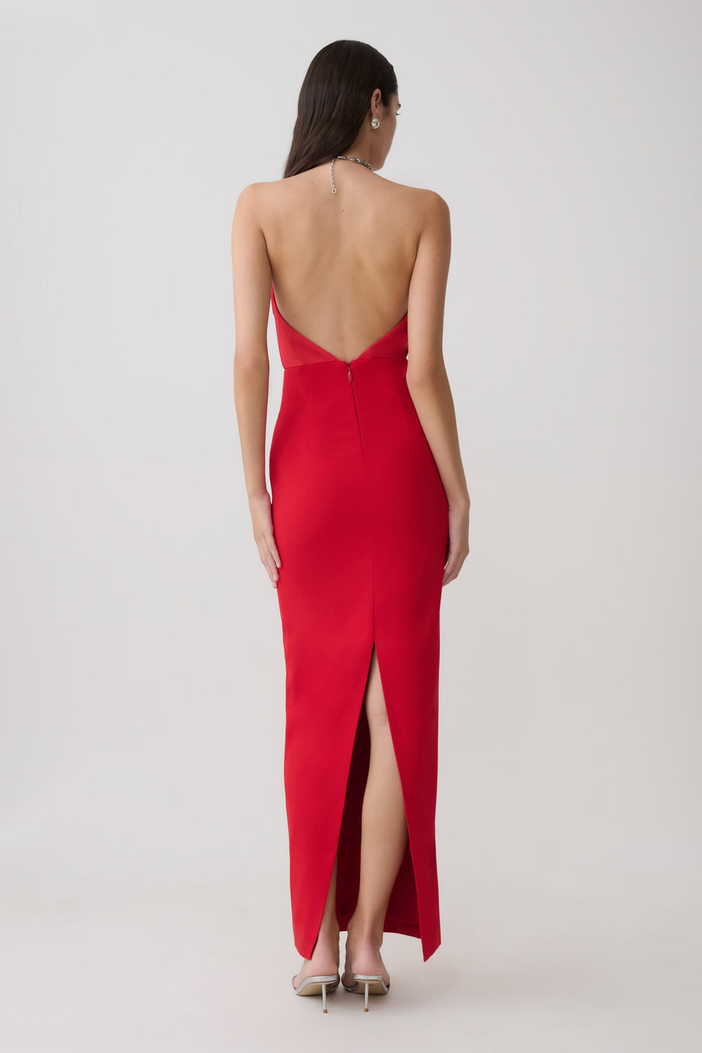 Elina Satin Necklace Maxi Dress