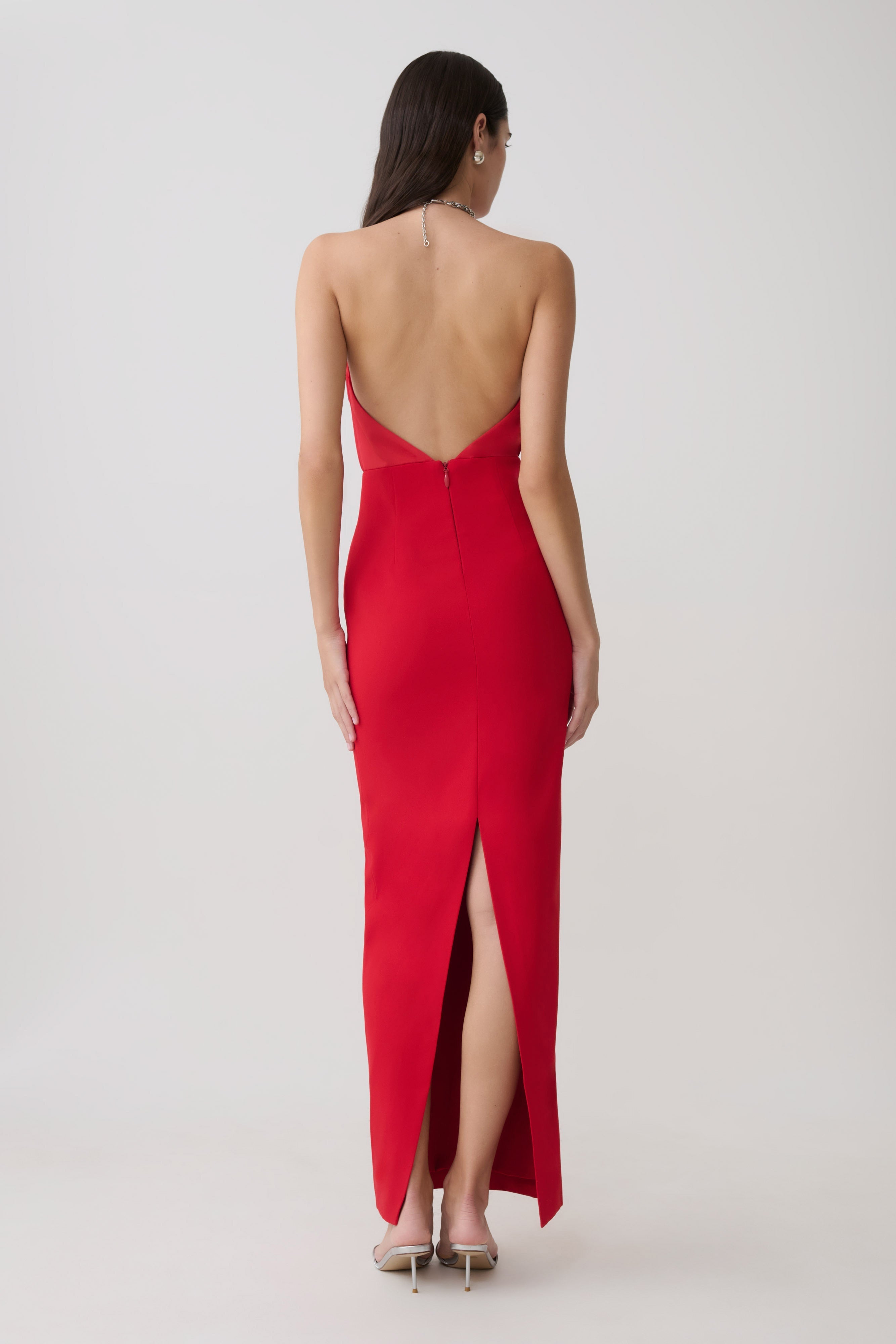 Elina Satin Necklace Maxi Dress