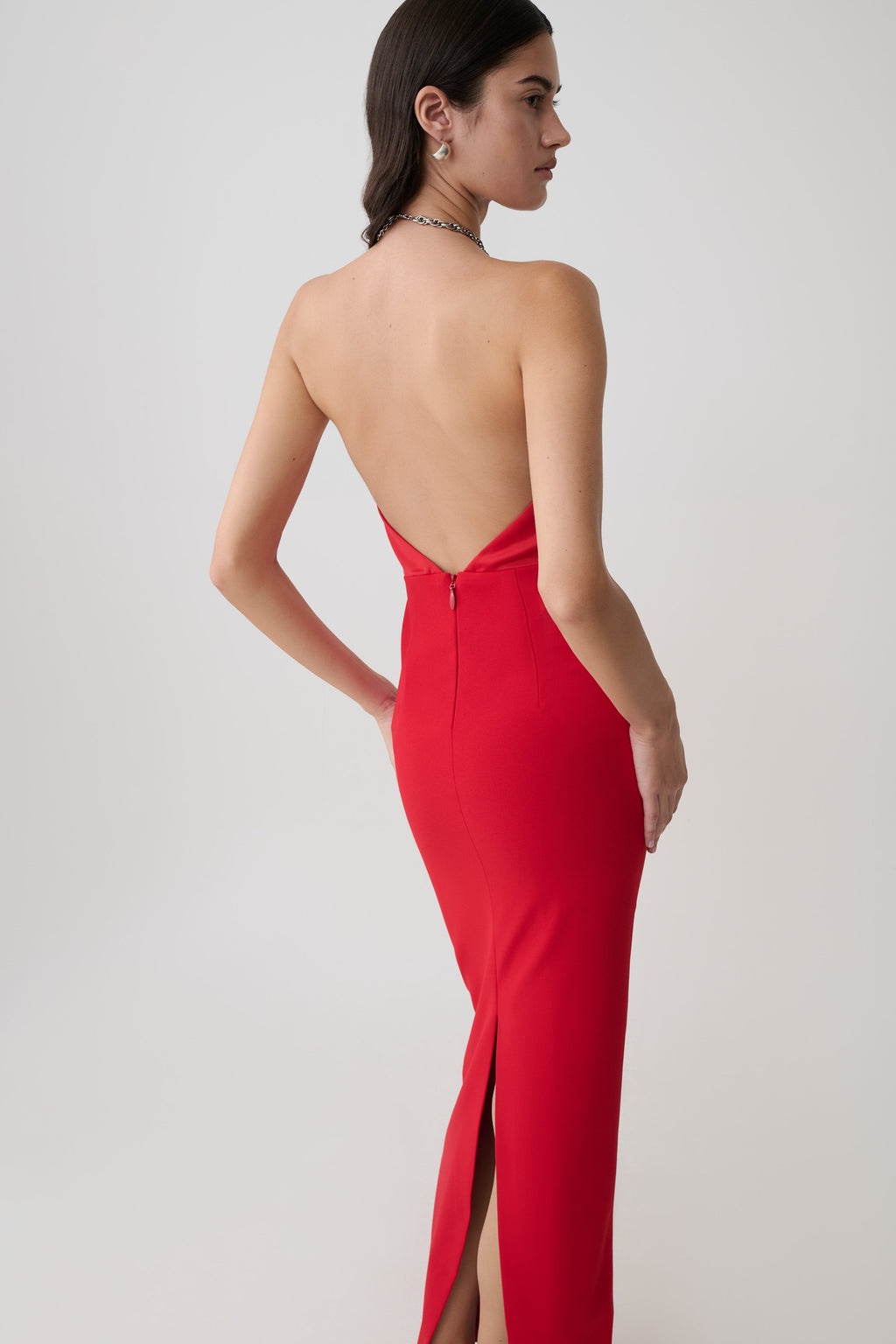 Elina Satin Necklace Maxi Dress