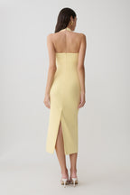 Amelita Suiting Halter Midi Dress in Pale Lemon – Chic&Drifts