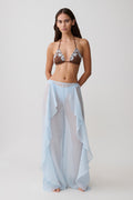 Kai Sheer Draped Ruffle Trouser - Pale Blue