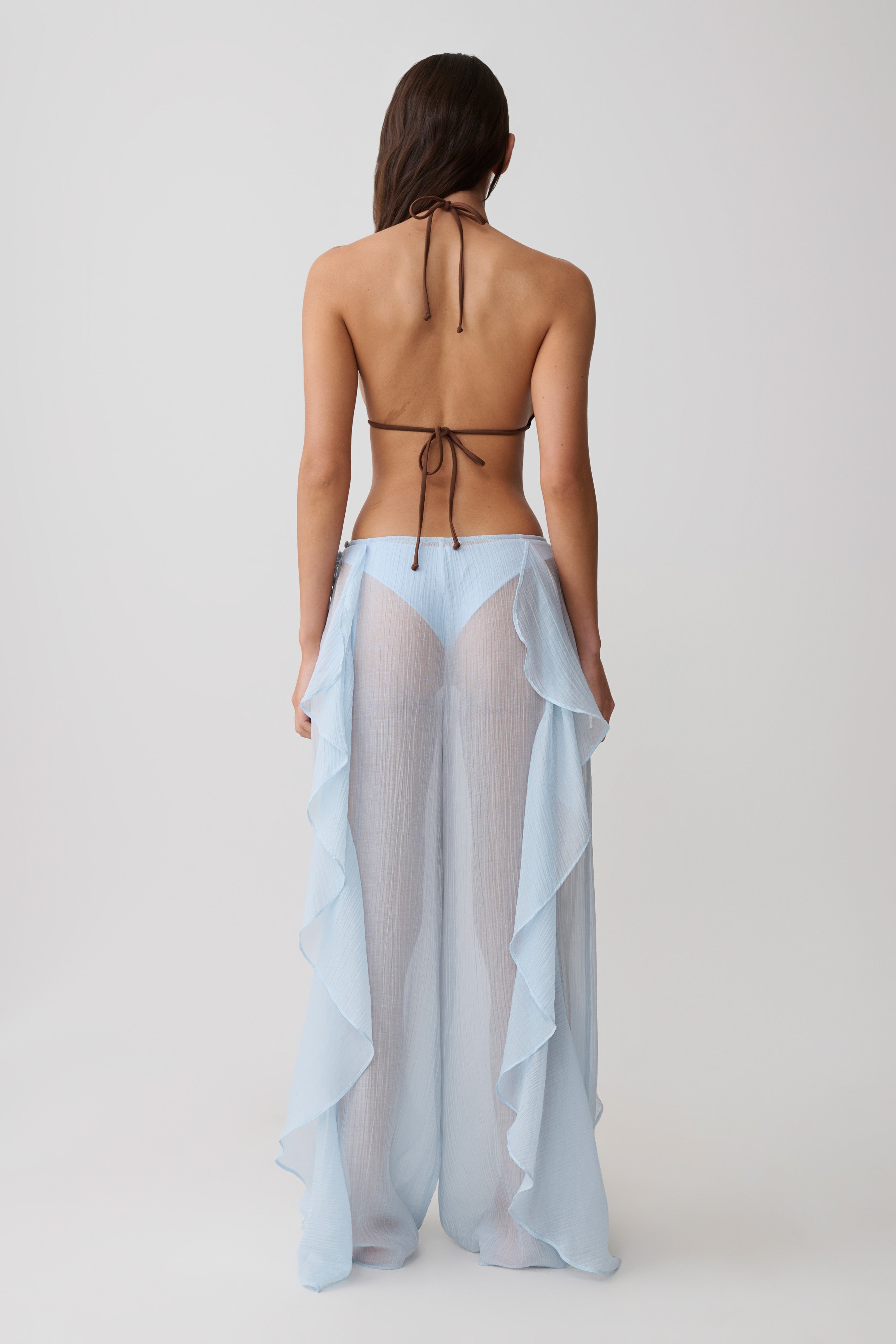 Kai Sheer Draped Ruffle Trouser
