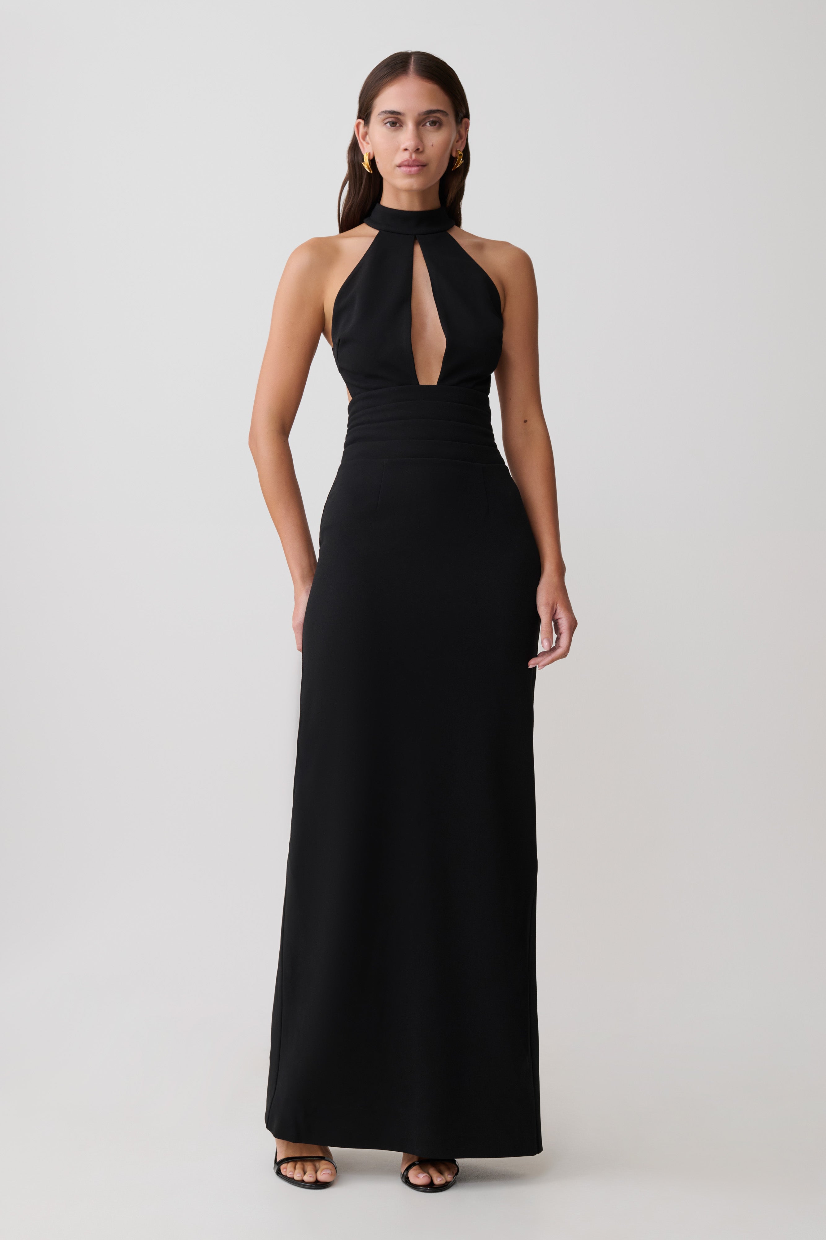Elan Stretch Crepe Maxi Dress