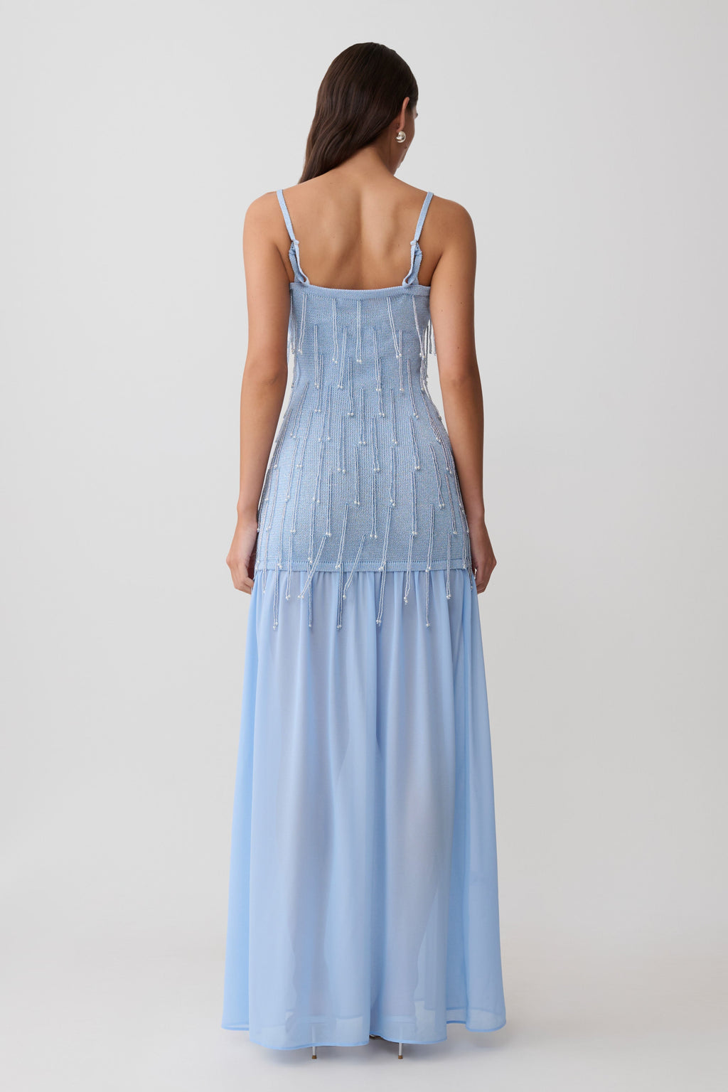 Belinda Beaded Knit & Chiffon Maxi Dress