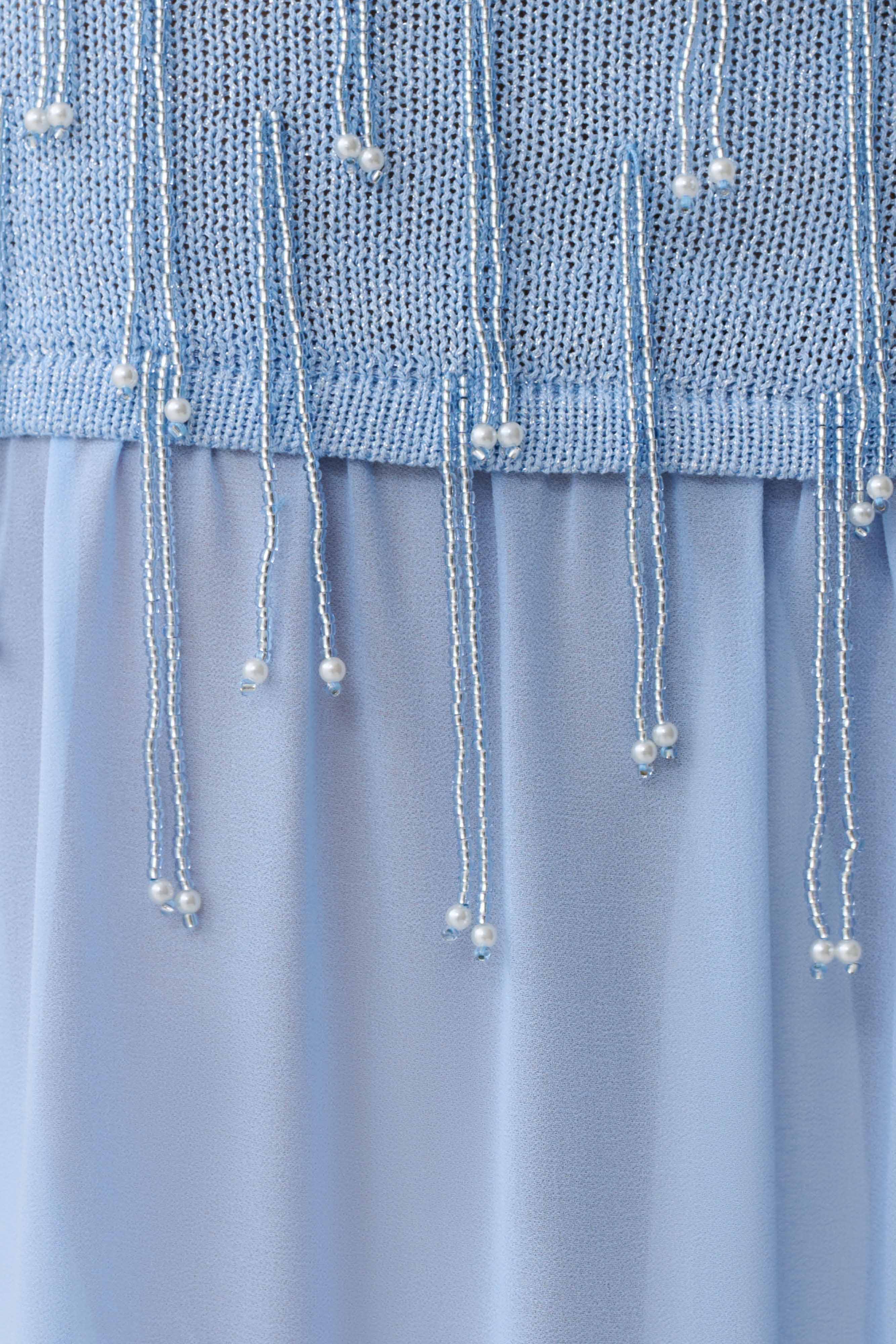Belinda Beaded Knit & Chiffon Maxi Dress