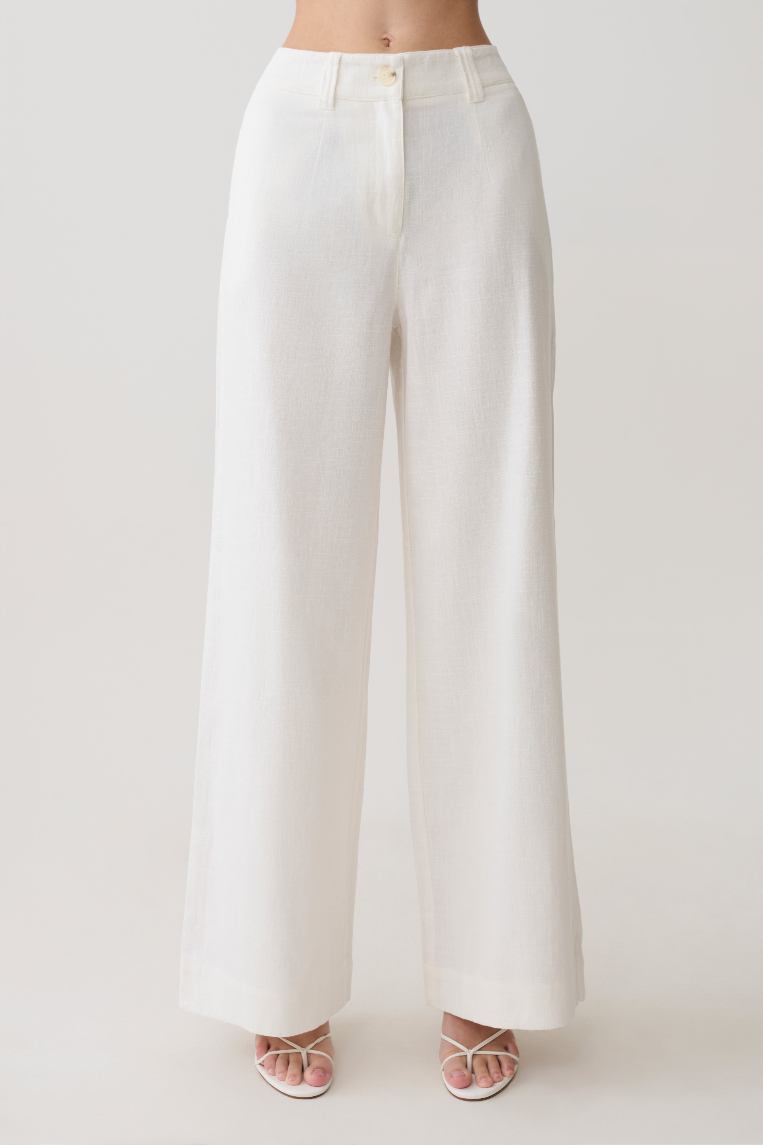 Brielle Straight Leg Linen Trouser - White
