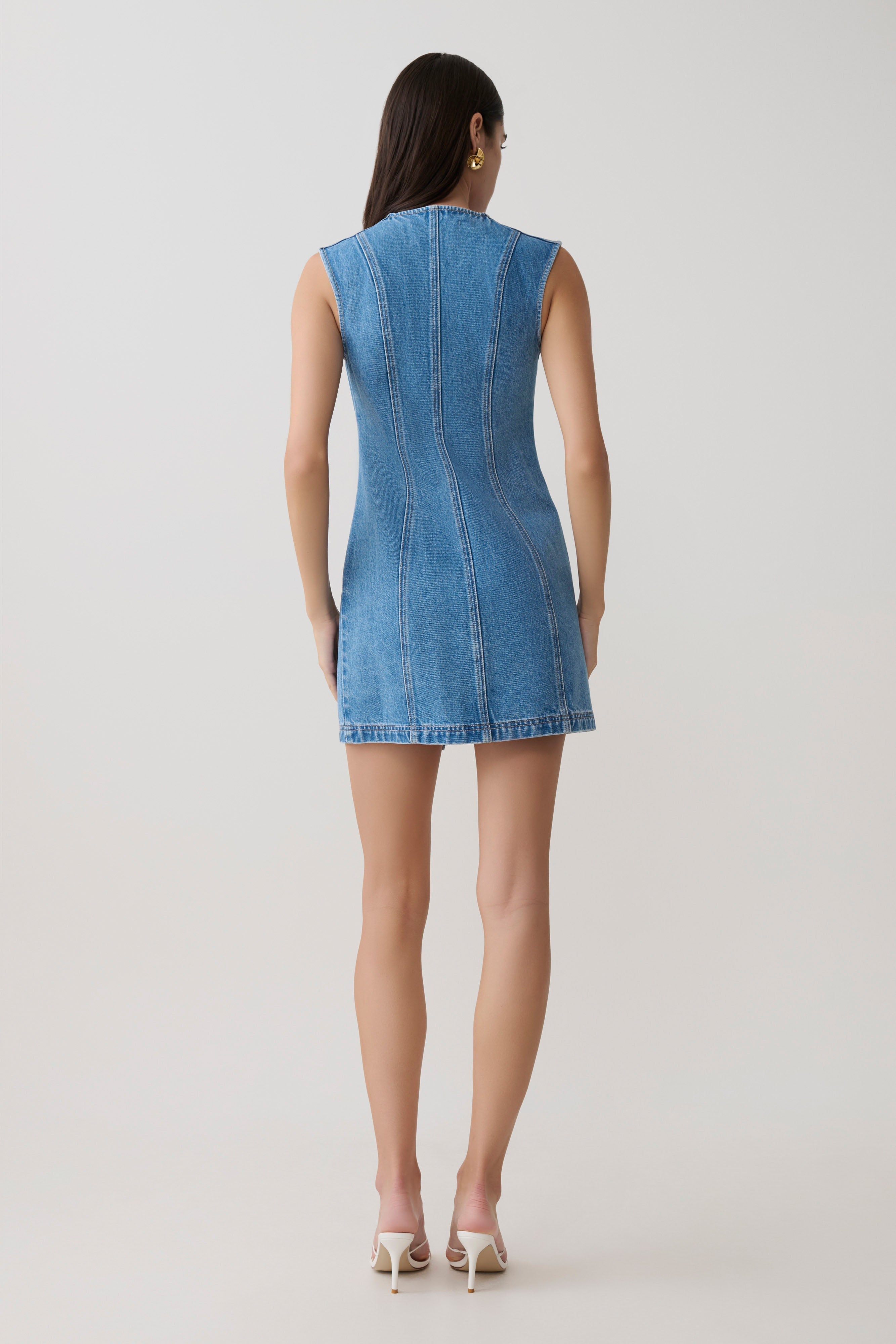 Penn Button Front Denim Mini Dress