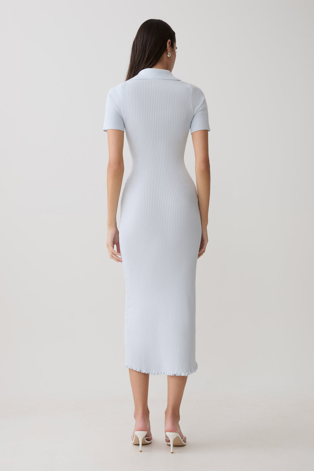 Nichelle Short Sleeve Collared Knit Midi Dress