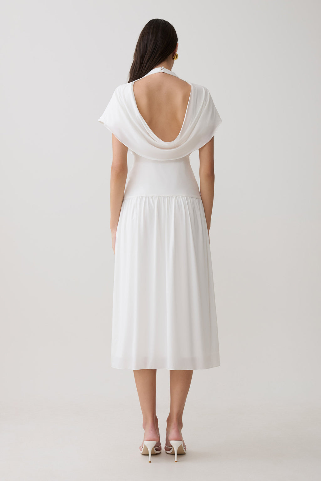 Ailla High Neck Cowl Midi Dress
