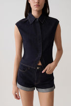 Krissy Rolled Hem Denim Shorts in Washed Indigo Blue – Chic&Drifts