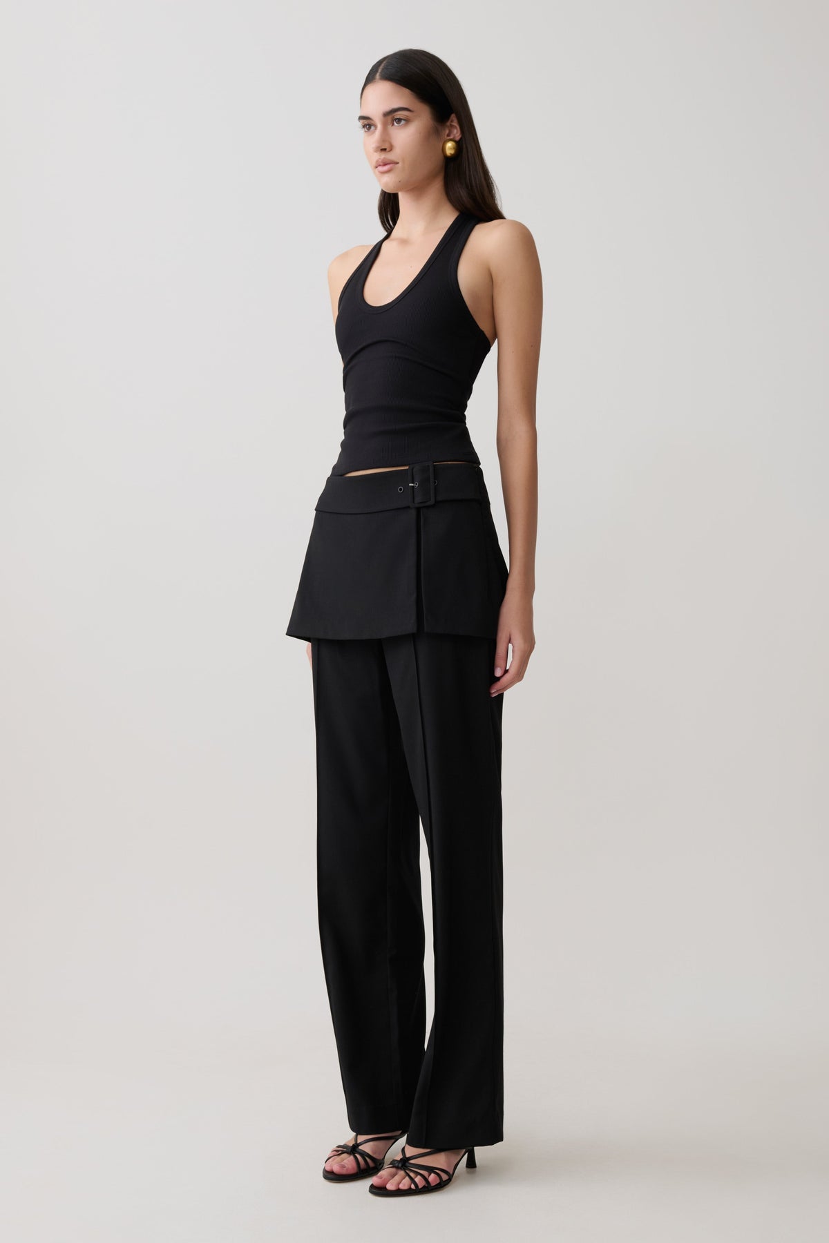Daisy Wrap Skirt Straight Leg Pants in Black – Chic&Drifts
