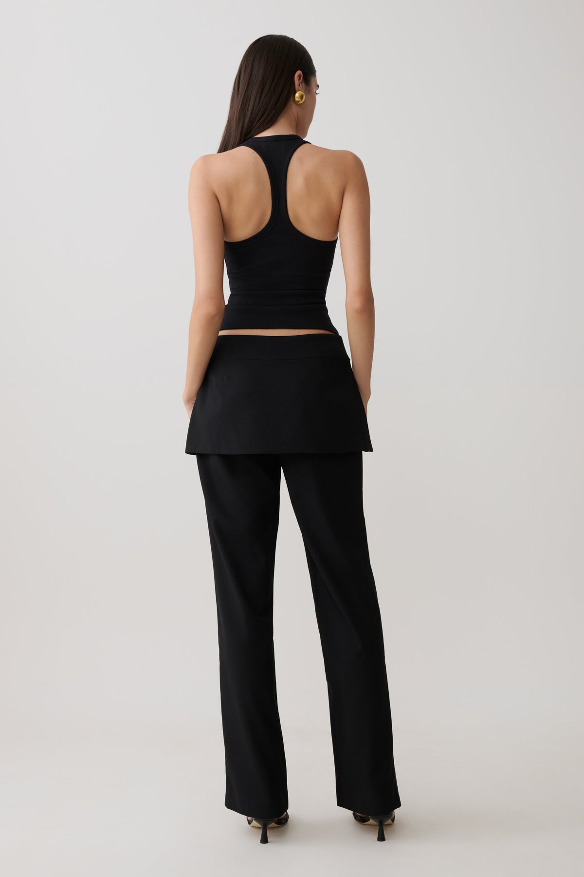 Daisy Wrap Skirt Straight Leg Pants in Black – Chic&Drifts