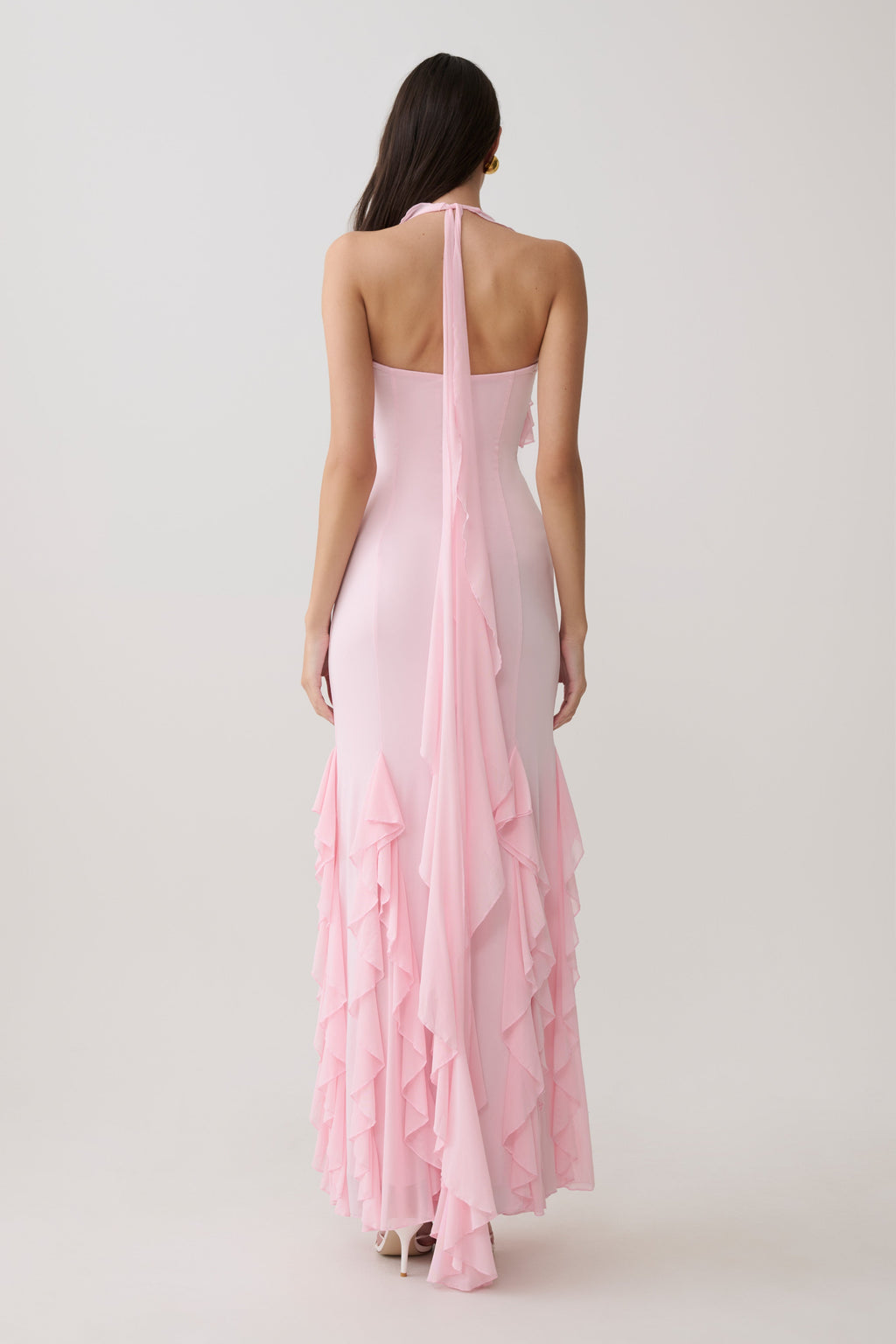 Etta Ruffle Slinky Maxi Dress