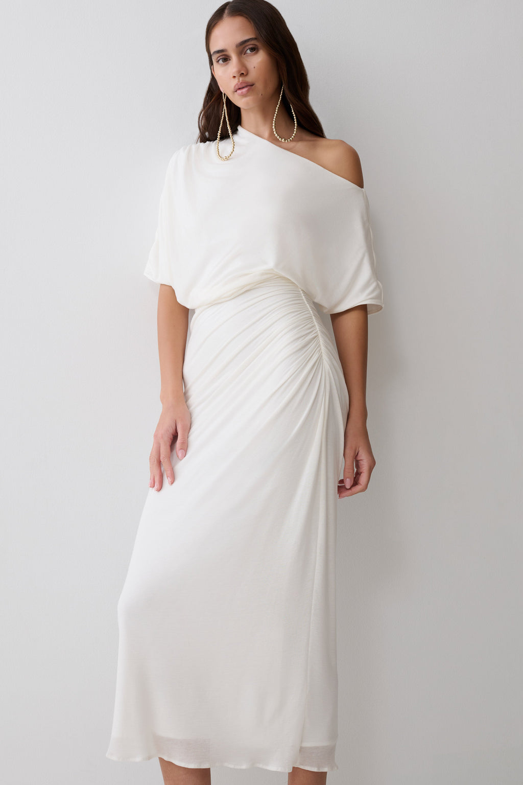 Alva Wool Lyocell Draped Midi Dress