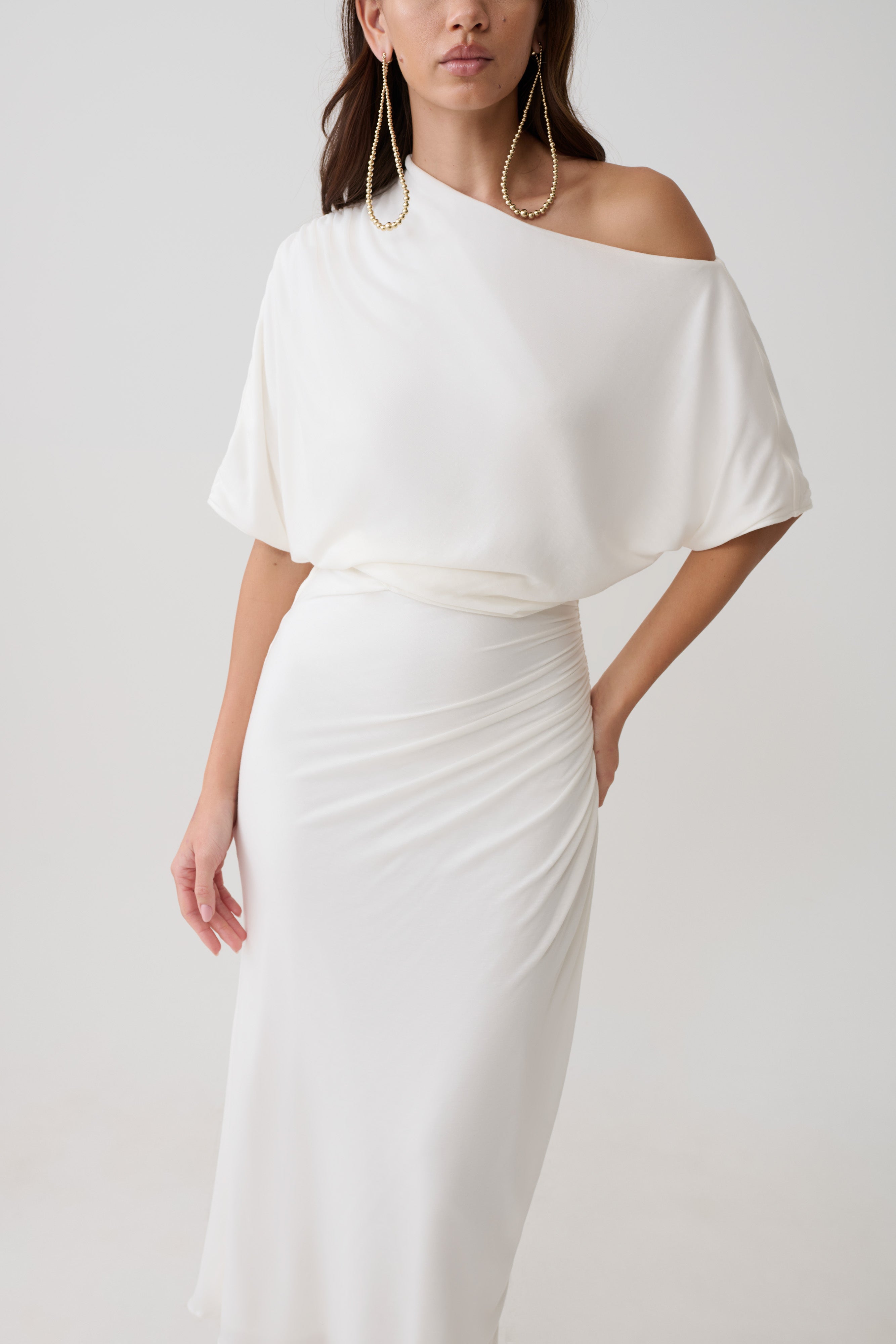 Alva Wool Lyocell Draped Midi Dress