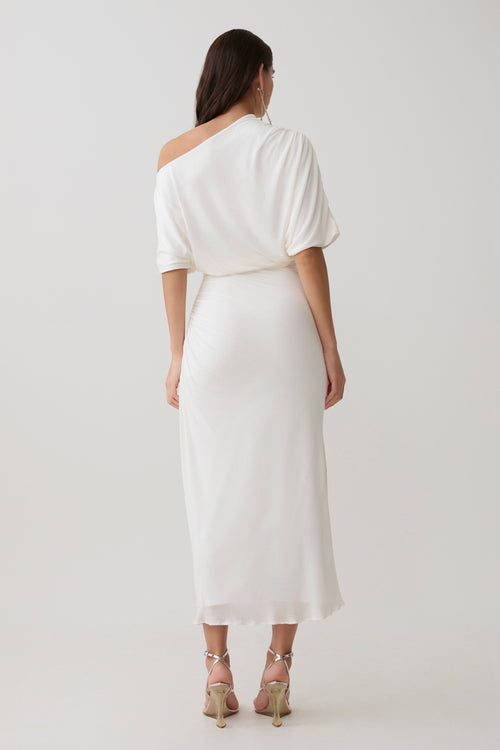 Alva Wool Lyocell Draped Midi Dress