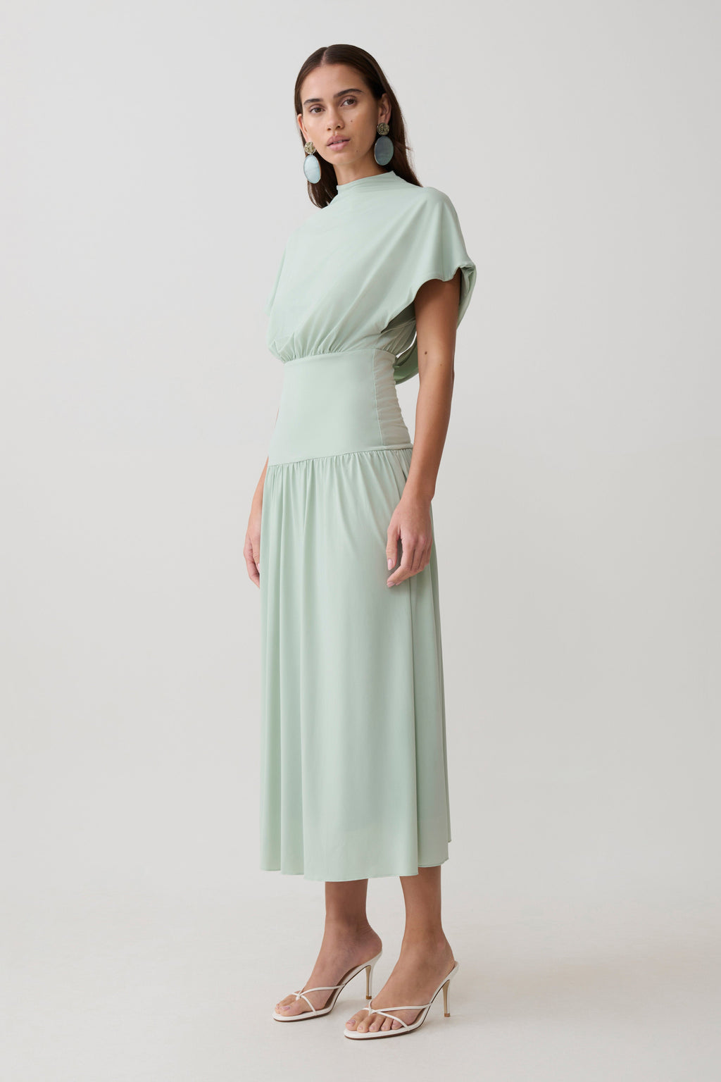Ailla High Neck Cowl Midi Dress