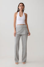 Daisy Wrap Skirt Straight Leg Pants in Charcoal Marle – Chic&Drifts
