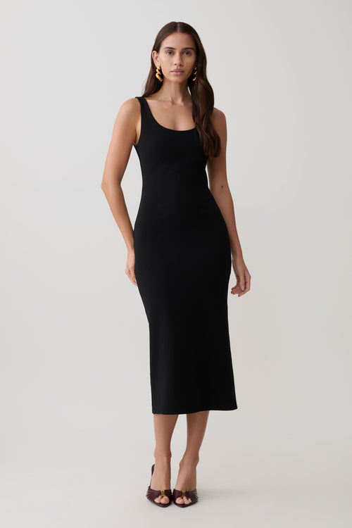 Allyra Scoop Stretch Crepe Midi Dress