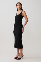 Allyra Scoop Stretch Crepe Midi Dress in Black – Chic&Drifts