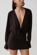 Soleia Cowl Drape Shirt Dress