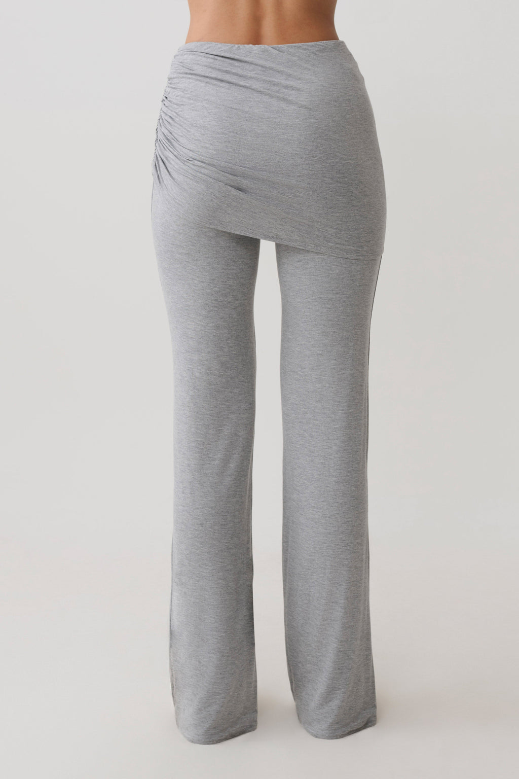 Keaton Modal Straight Leg Overlay Trouser - Grey Marle