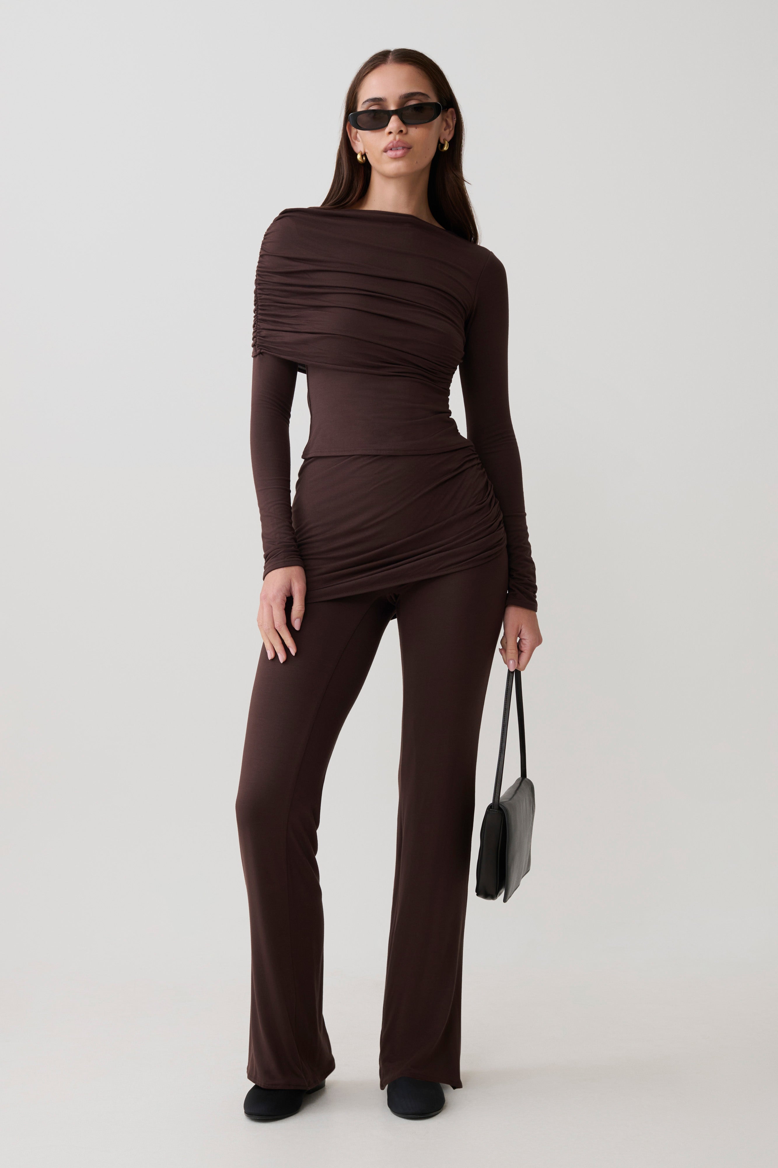 Keaton Modal Straight Leg Overlay Trouser - Espresso