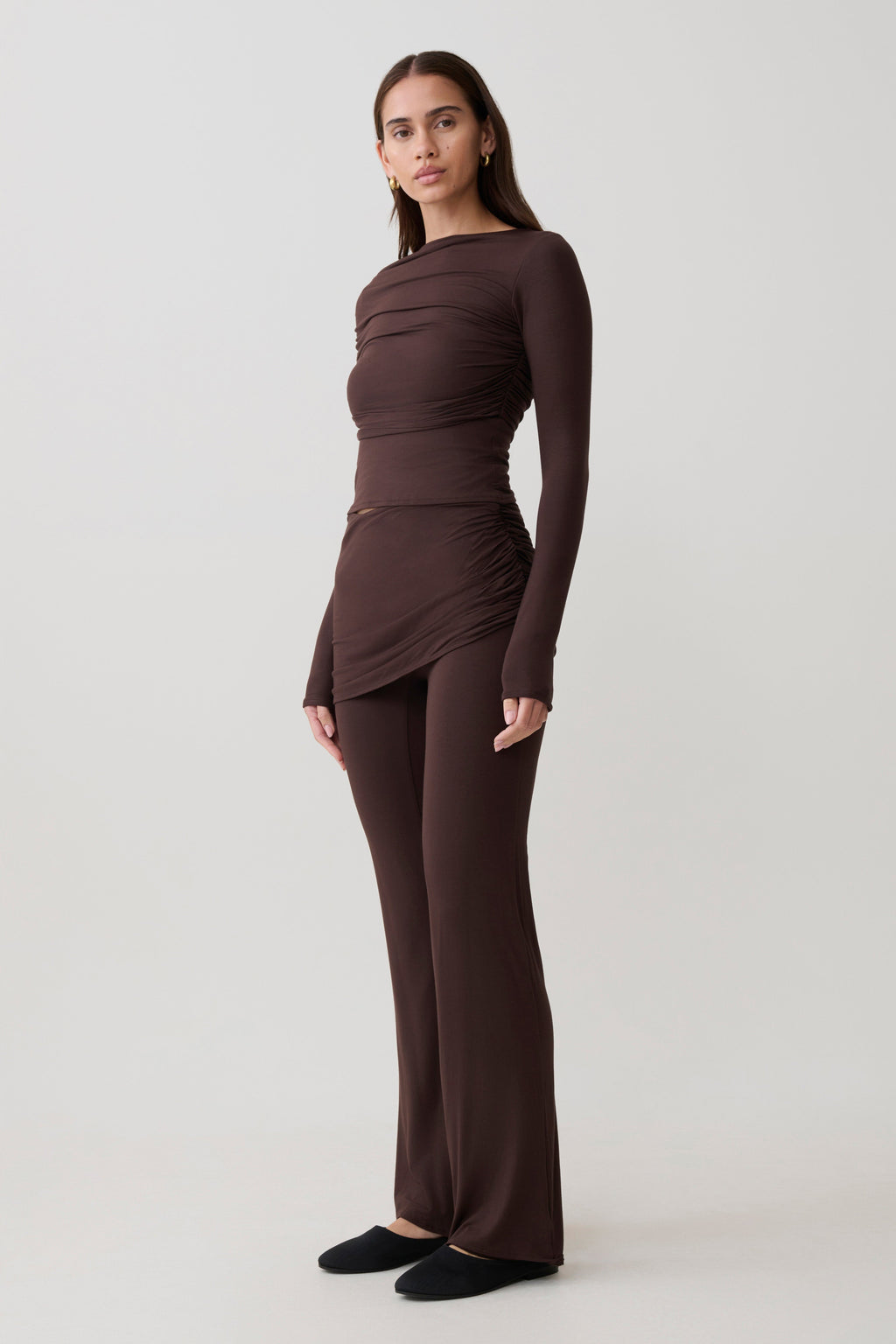 Keaton Modal Straight Leg Overlay Trouser - Espresso