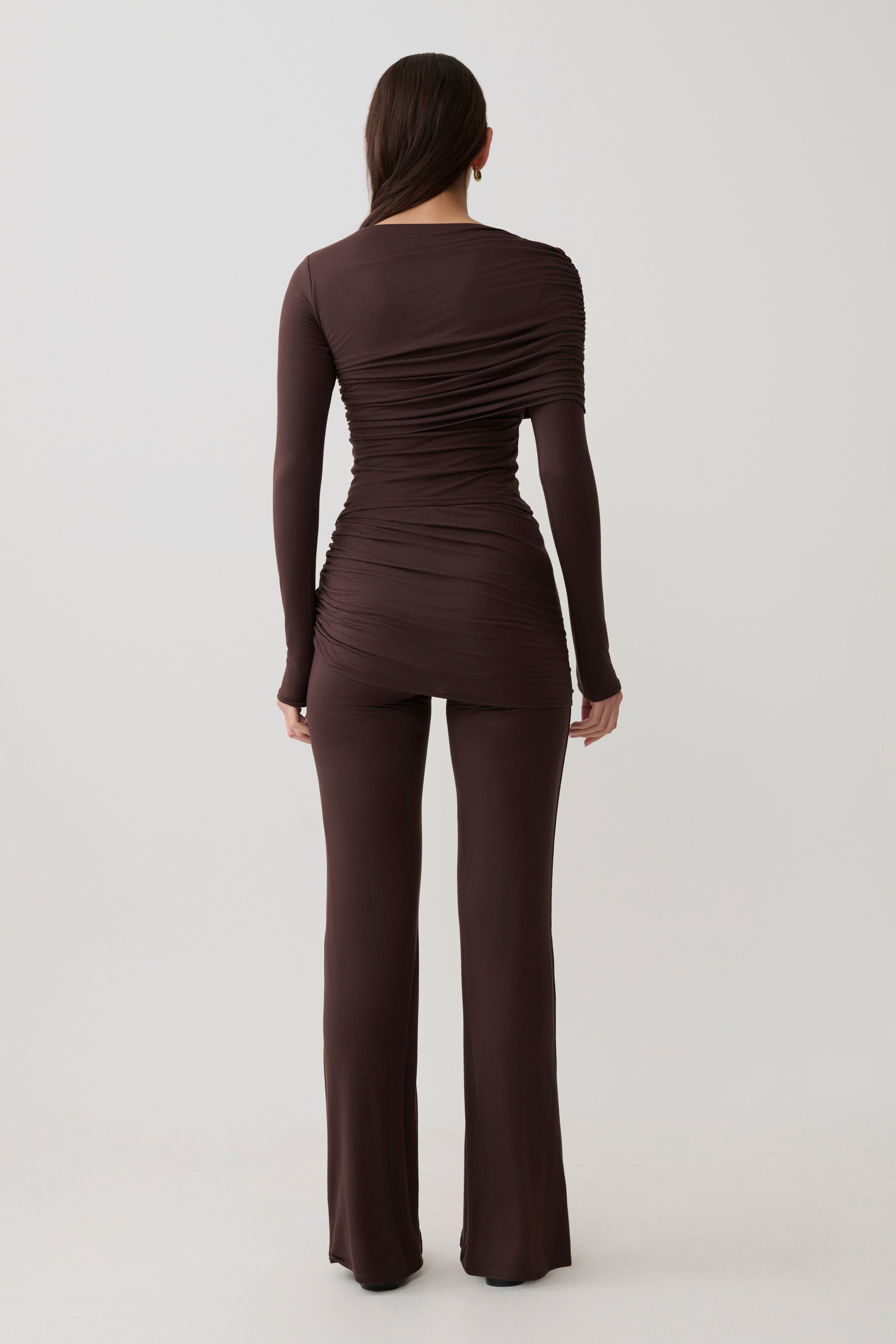 Keaton Modal Straight Leg Overlay Trouser - Espresso