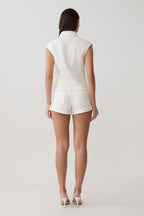 Krissy Rolled Hem Denim Shorts in White – Chic&Drifts