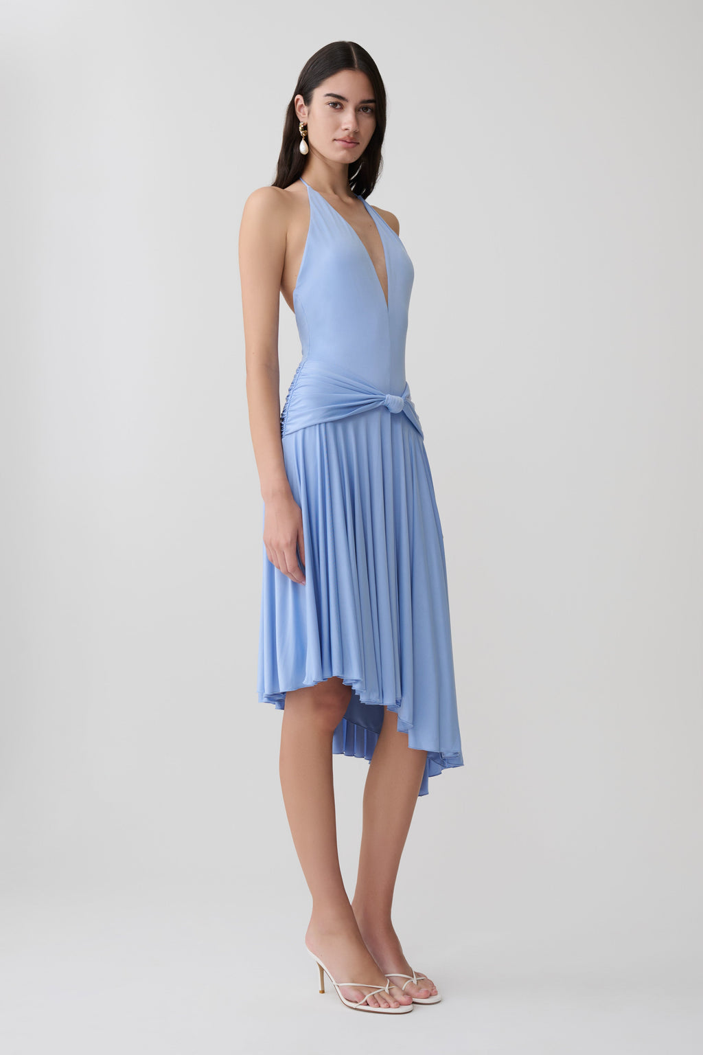 Zelda Asymmetric Slinky Midi Dress