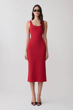Allyra Scoop Stretch Crepe Midi Dress in Black – Chic&Drifts