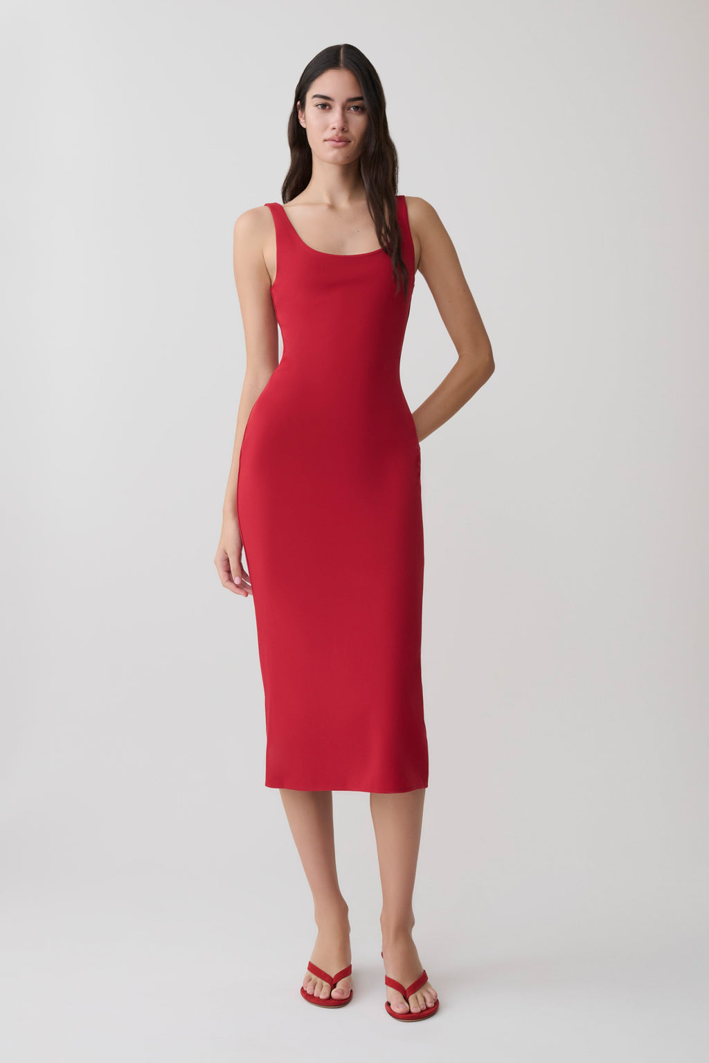 Allyra Scoop Stretch Crepe Midi Dress