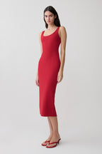 Allyra Scoop Stretch Crepe Midi Dress in Black – Chic&Drifts