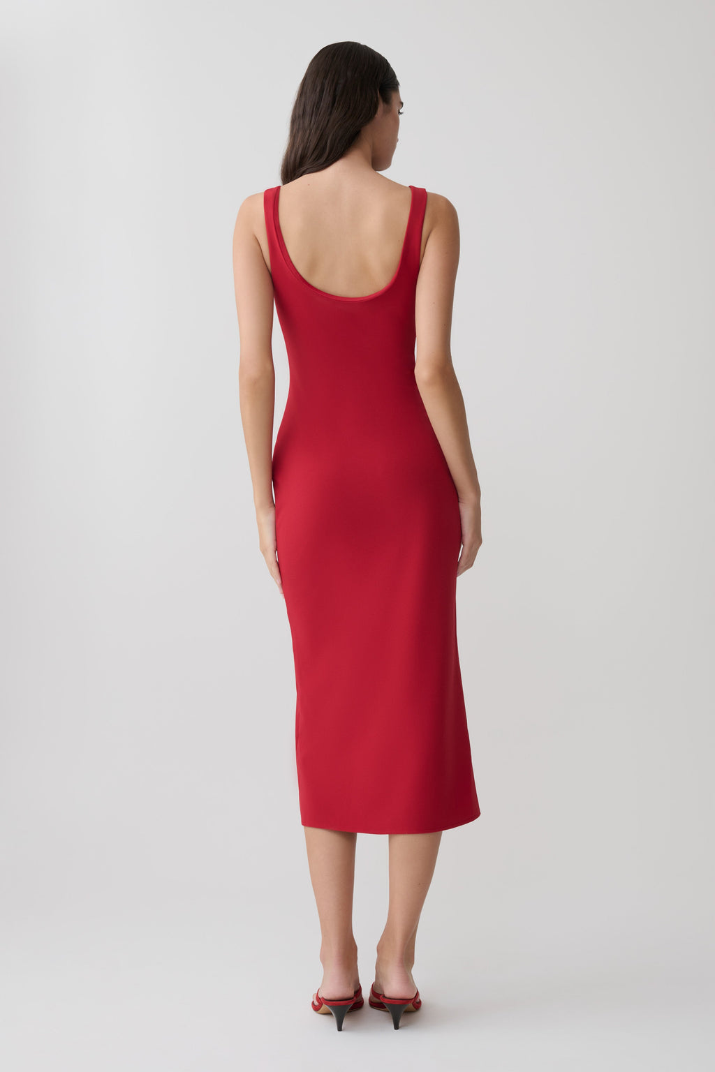 Allyra Scoop Stretch Crepe Midi Dress in Black – Chic&Drifts