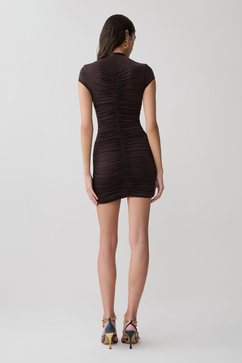 Alphine Gathered Short Sleeve Mini Dress