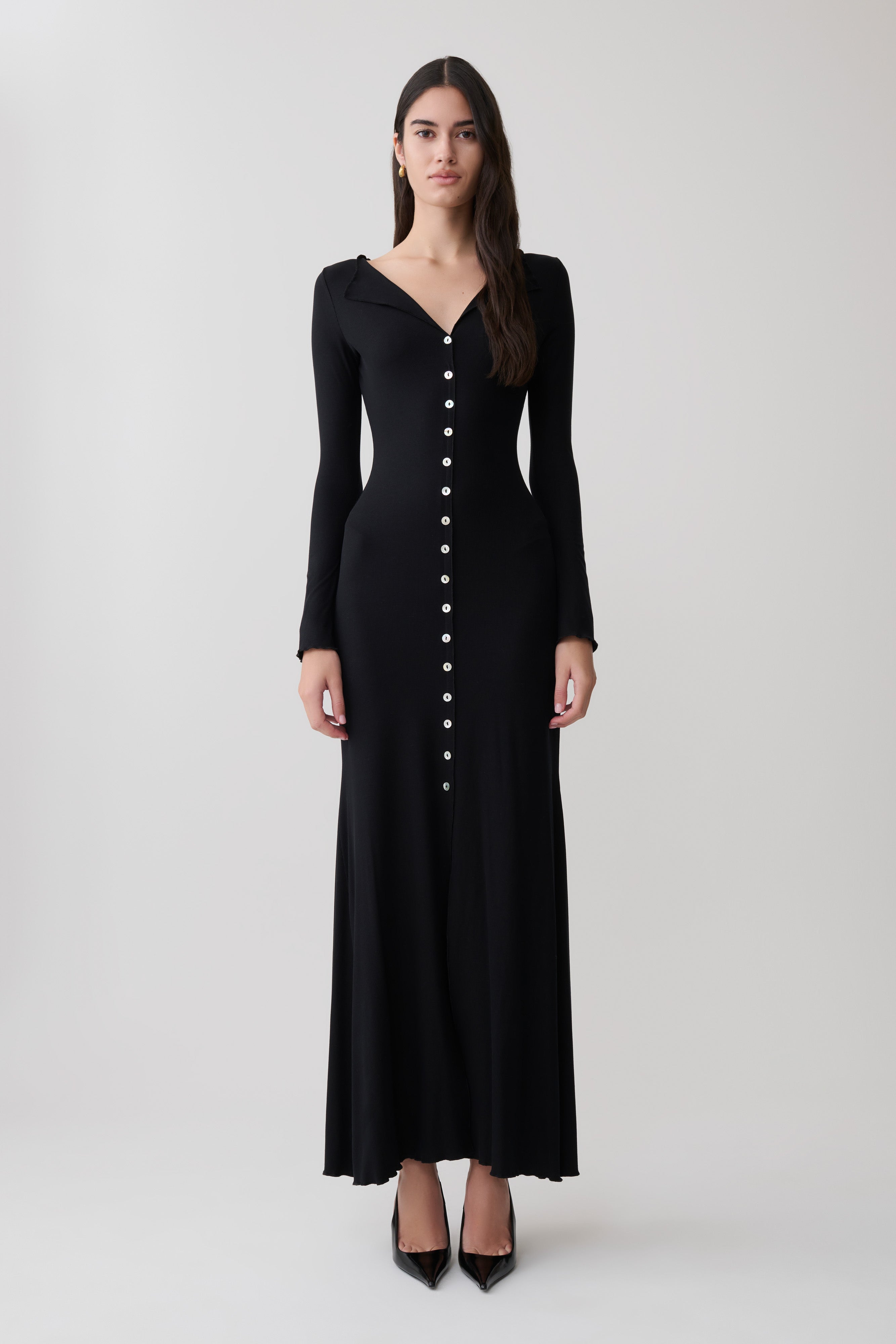 Tanya Buttoned Long Sleeve Maxi Dress