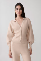 Blaine Knit Blouson Sleeve Cardigan in Oat Marle – Chic&Drifts