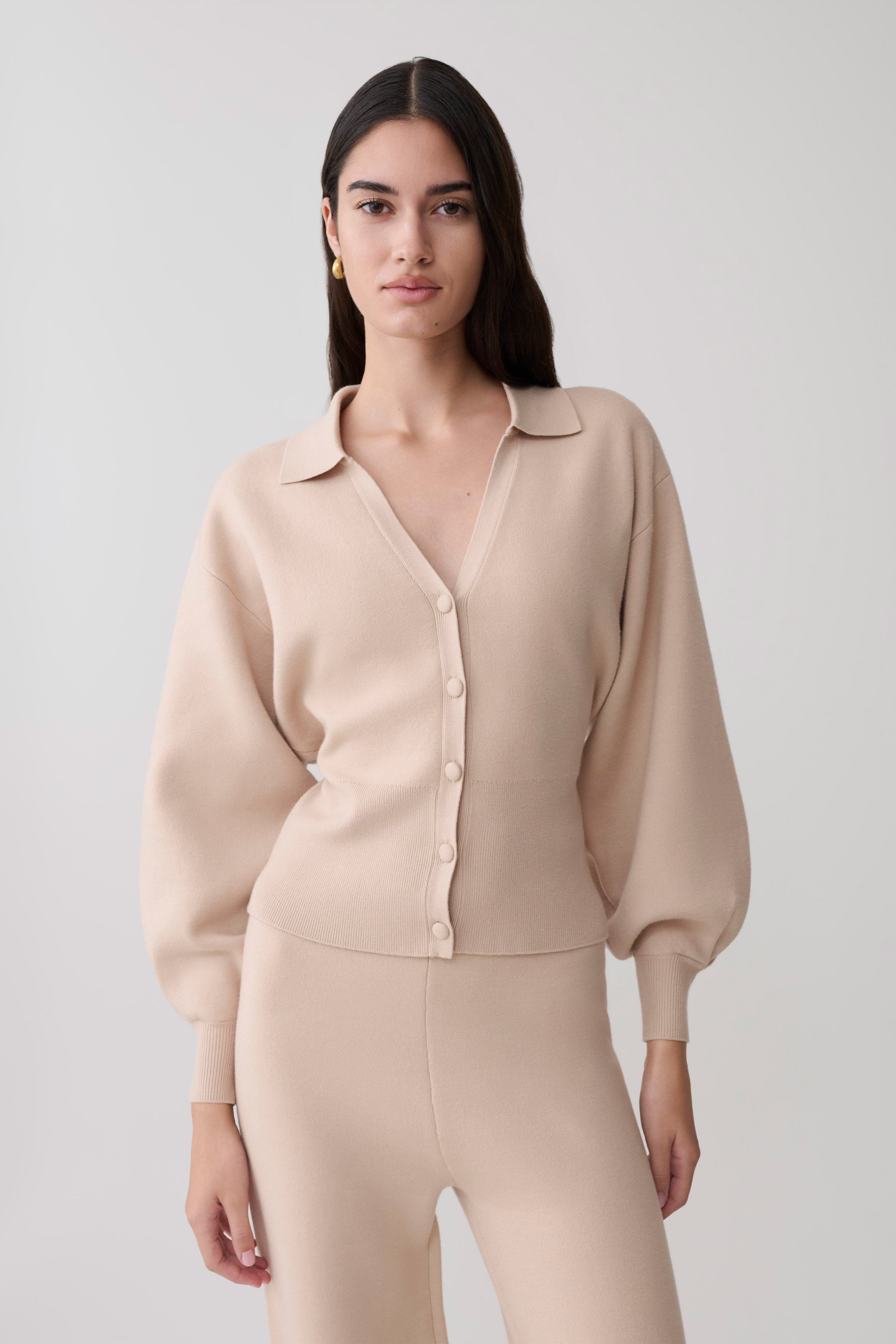 Blaine Knit Blouson Sleeve Cardigan in Oat Marle – Chic&Drifts