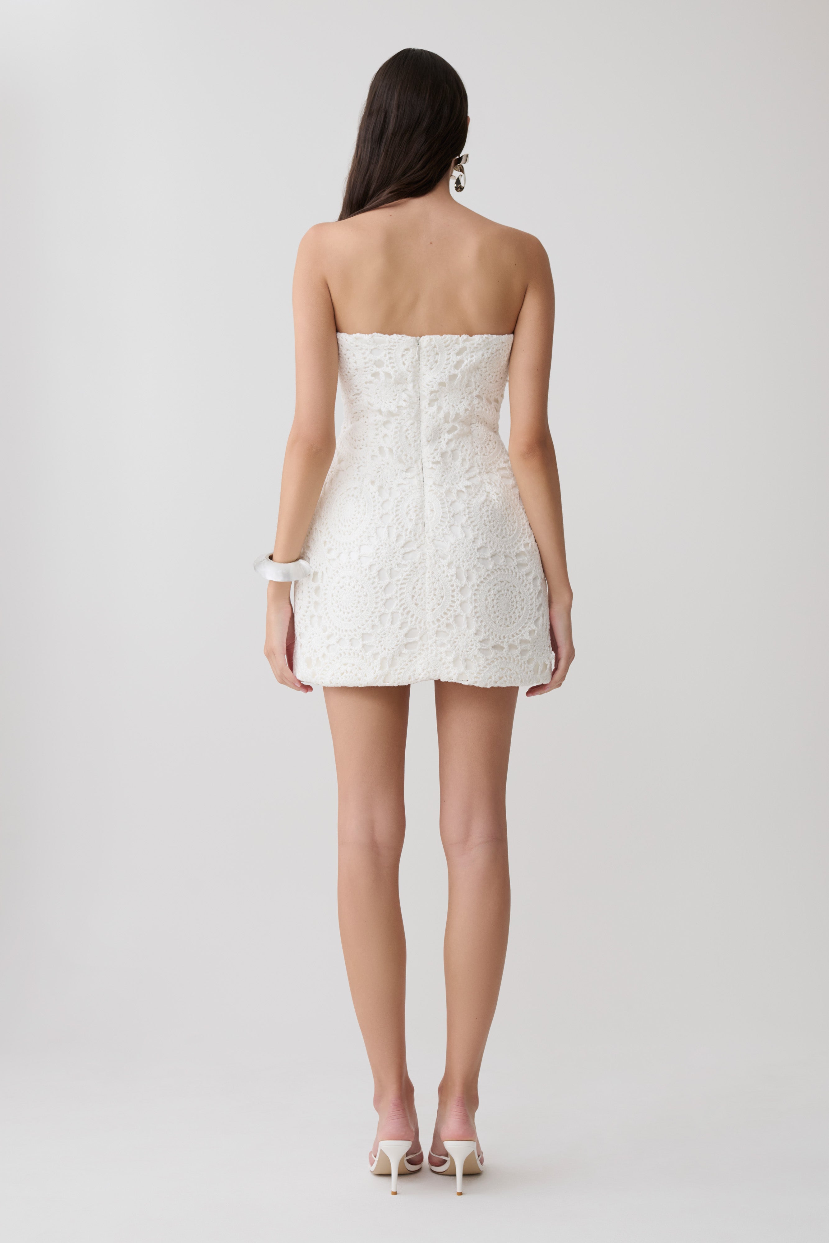 Stasia Strapless Crochet Mini Dress