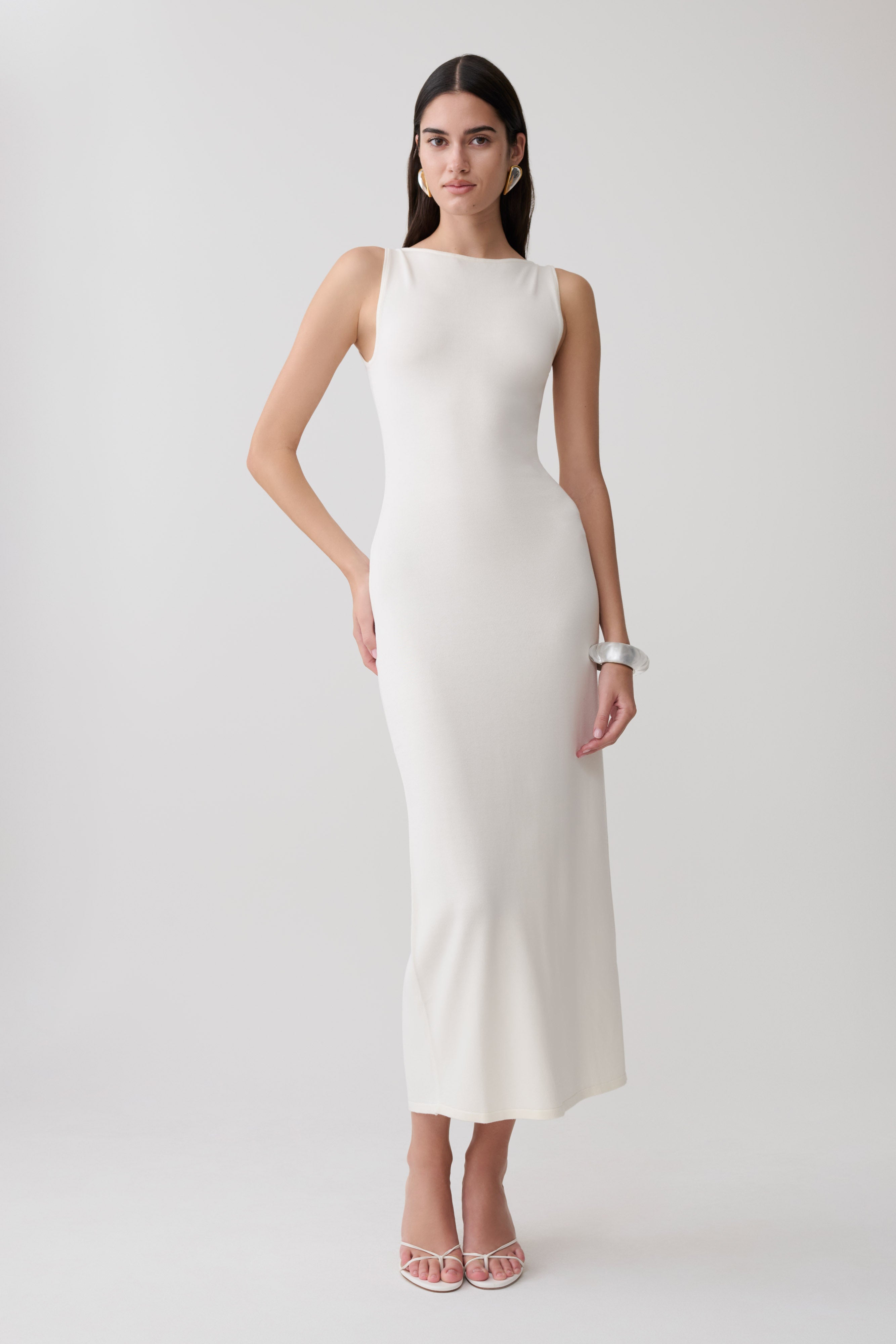 Boston Boat Neck Sleeveless Midi Dress
