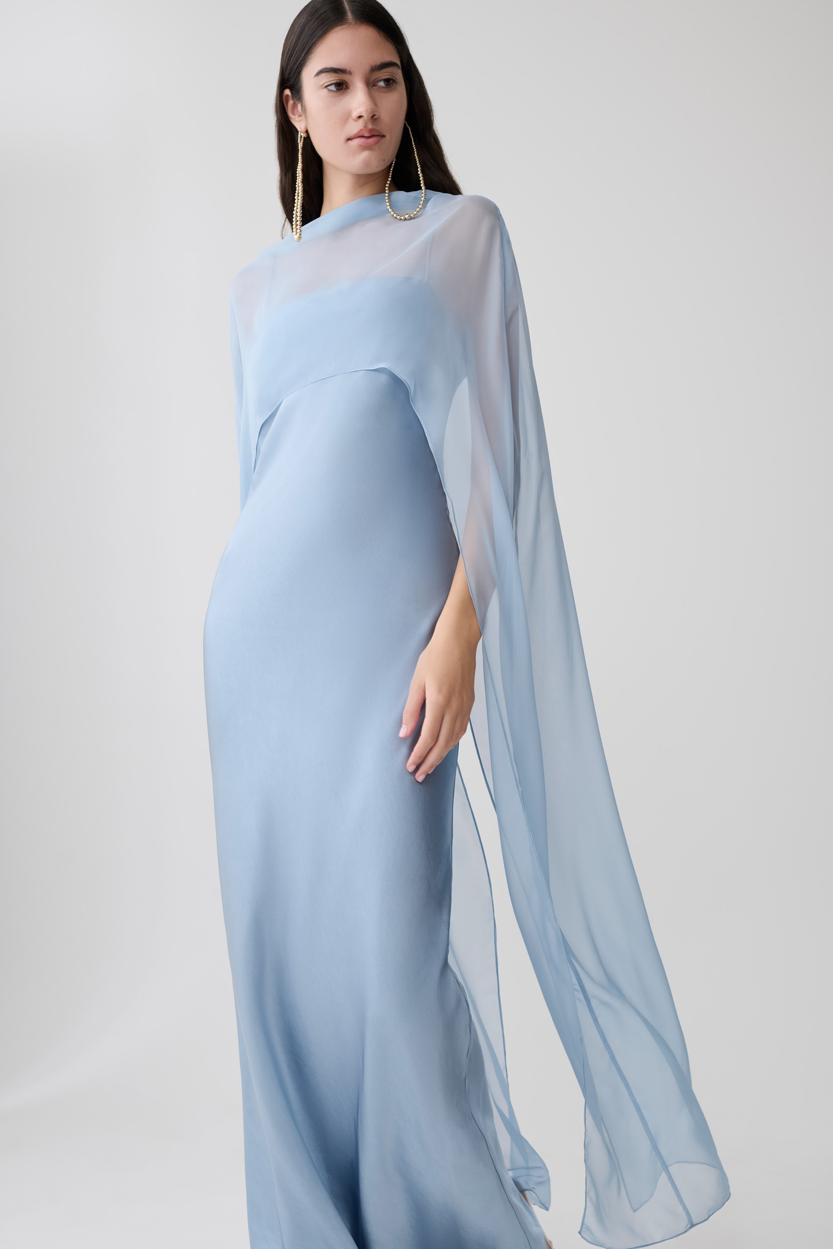 Martinne Chiffon Cape Maxi Dress