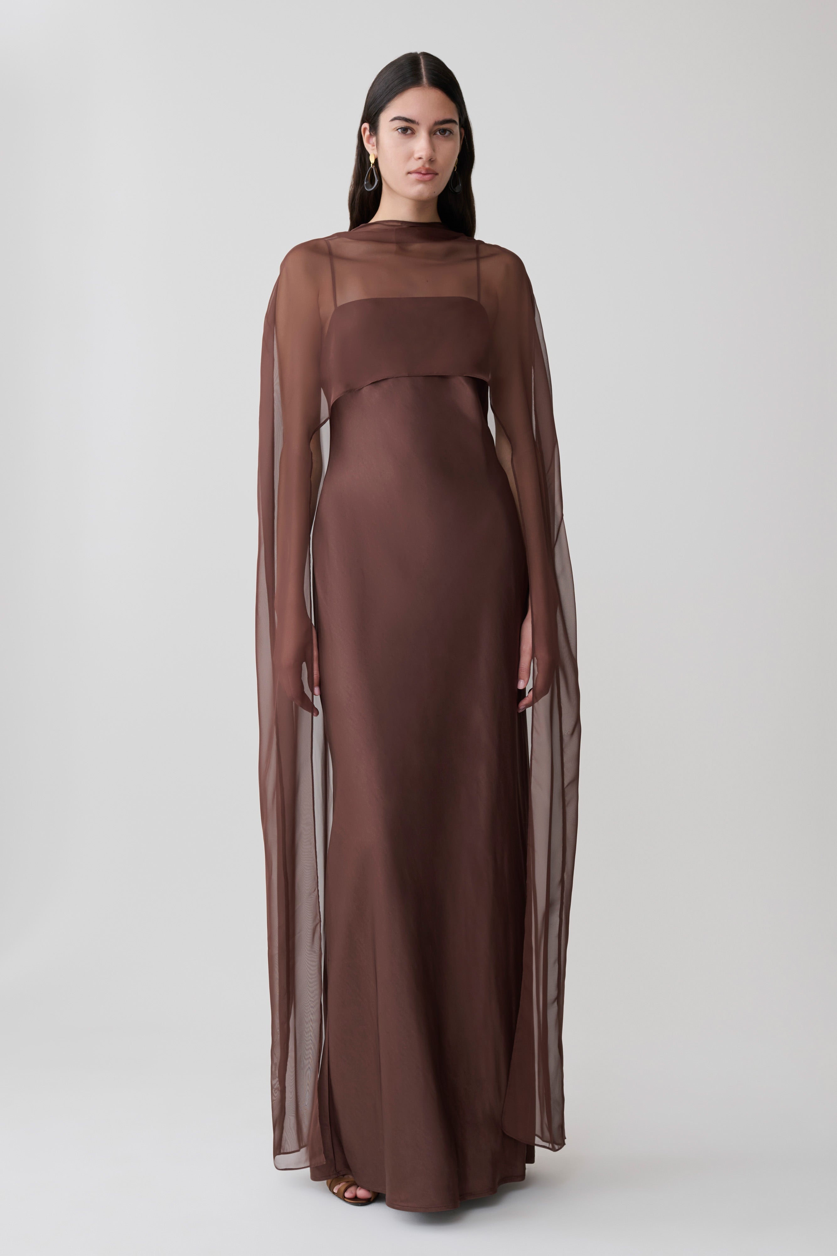 Martinne Chiffon Cape Maxi Dress